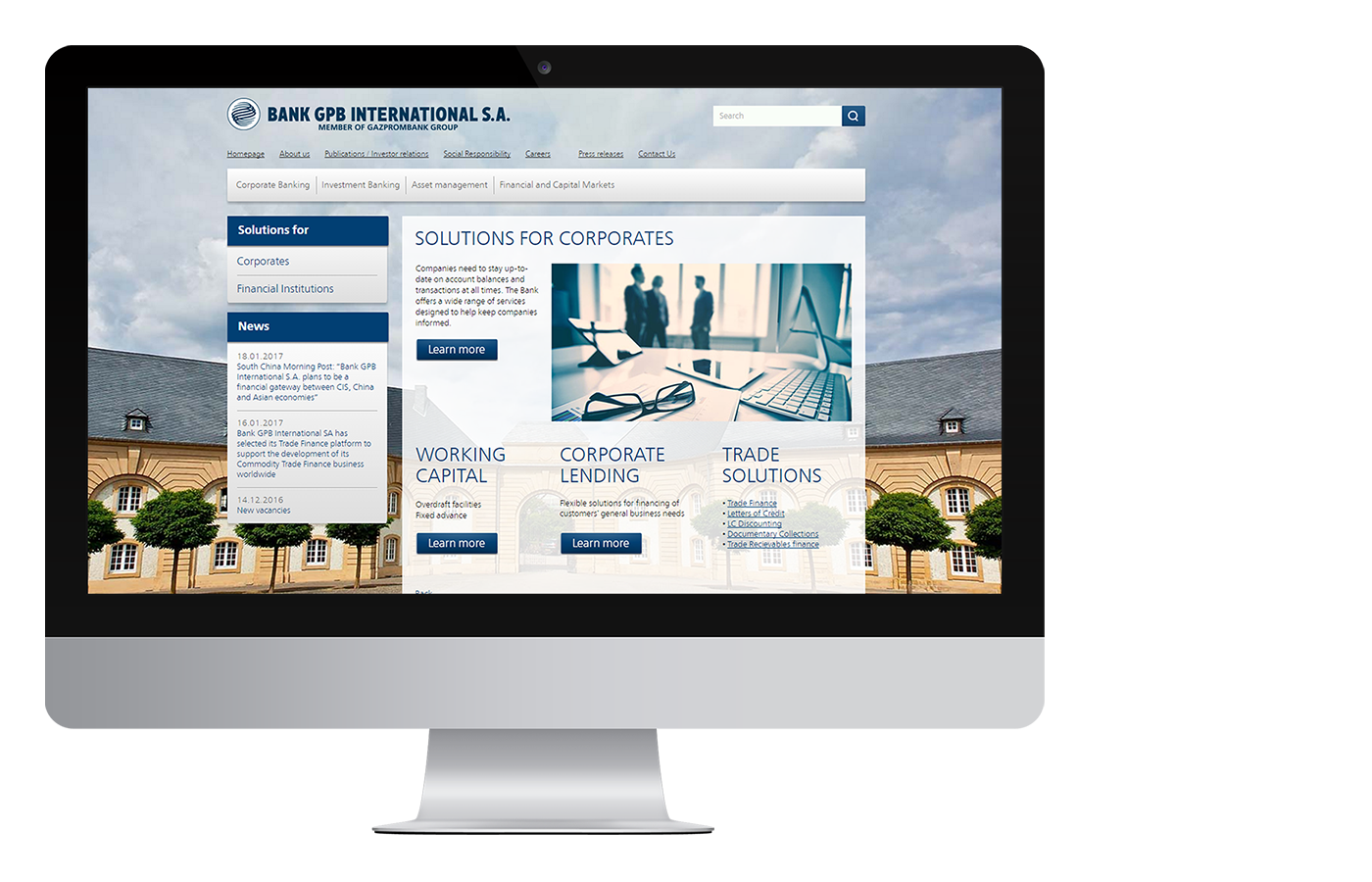 Корпоративный сайт GPB International S.A.