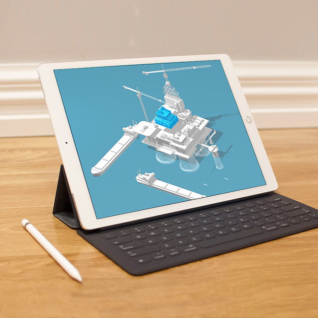 3D-модель добывающей морской платформы